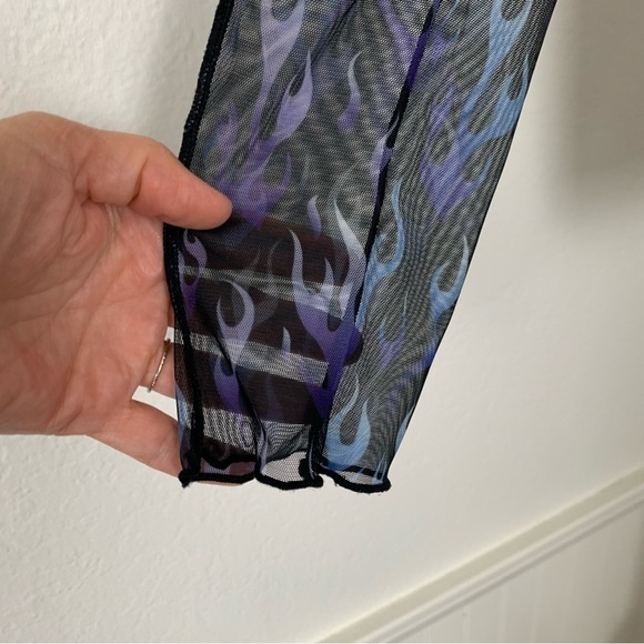 Unif Desire Flame Mesh Semi Sheer Long Sleeve Top Size medium - Picture 10 of 14